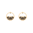 Lotus Small Hoop Earrings, Gold finish, Black Glitter / Red image number 2